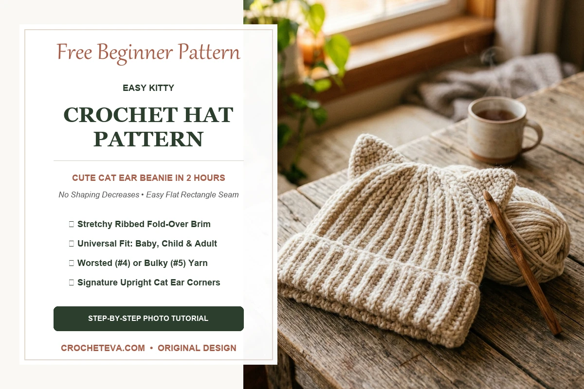 Easy Kitty Crochet Hat Pattern: Cute Cat Ear Beanie for Beginners