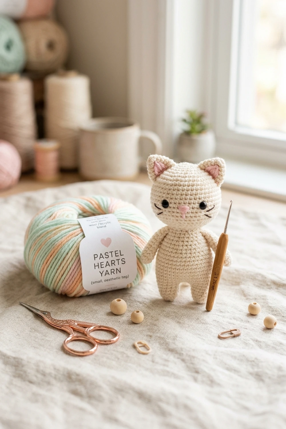 Free Crochet Animal Patterns: Easy Mini Pocket Cat Amigurumi Tutorial for Beginners - Styled View