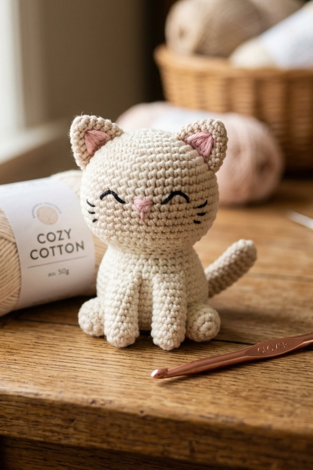 Free Crochet Animal Patterns: Easy Mini Pocket Cat Amigurumi Tutorial for Beginners - Finished Project Scale
