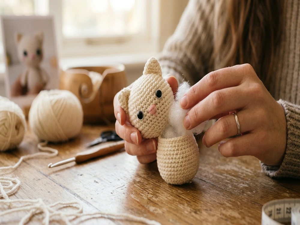 Step 2: Inserting Safety Eyes & Packing Hypoallergenic Polyfill